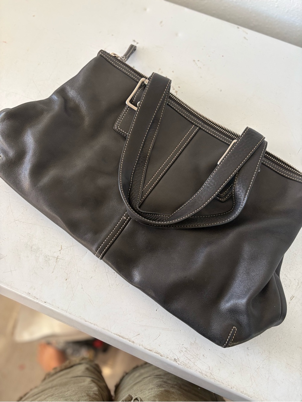 Vintage 1999 Coach 9554 Black Leather Tote Shoulder Bag Y2K